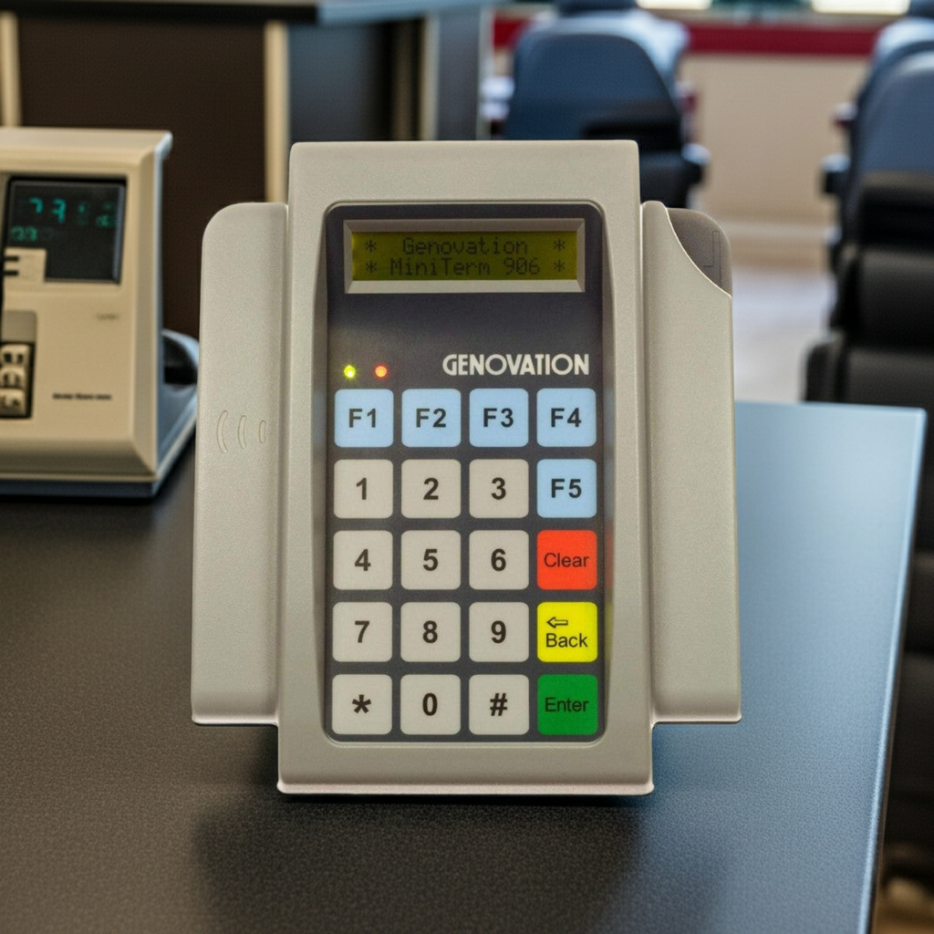 Genovation MiniTerm 906 countertop payment terminal with color screen and numeric keypad