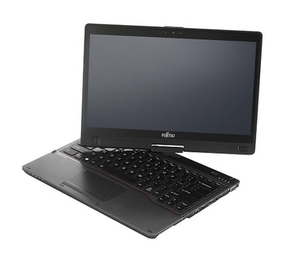 Fujitsu T937 laptop cover with open black laptop and display screen