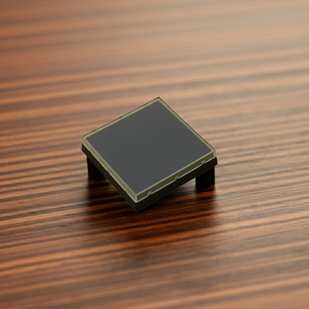 Square mechanical keyboard keycap with dark top and light green outer edge
