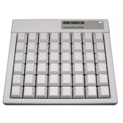 Genovation MAC USB keypad with white keys and blue status light, ControlPad CP48