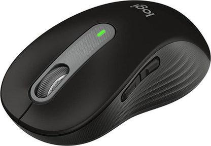 Logitech M650 mouse cover, black contoured design with textured sides and scroll wheel