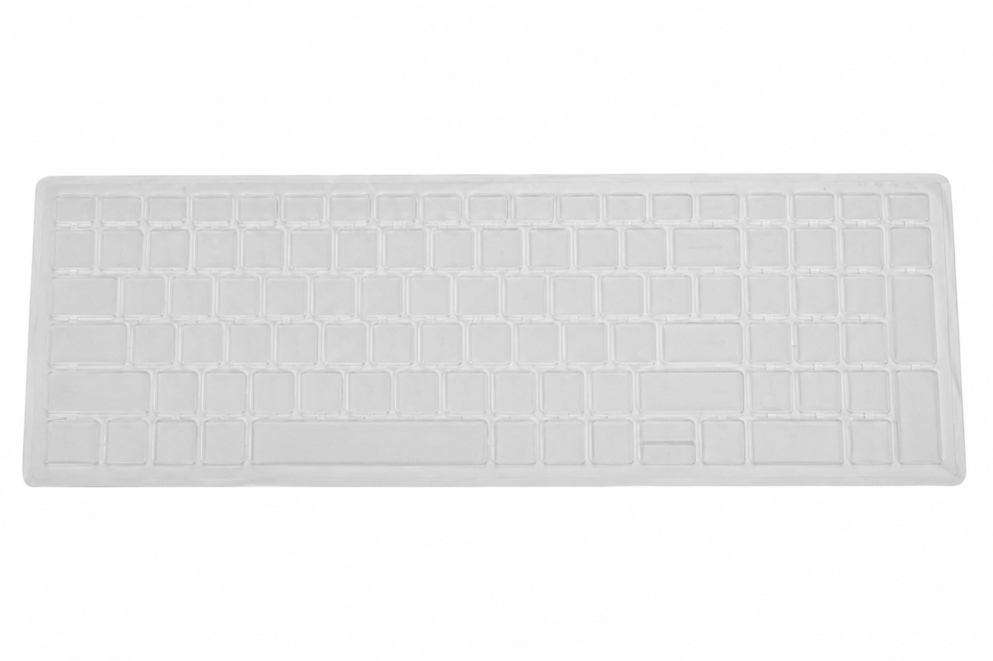 Clear keyboard cover with rectangular key grid texture