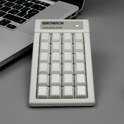 Genovation CP24 MAC USB keypad with 24 white square keys and blue status bar
