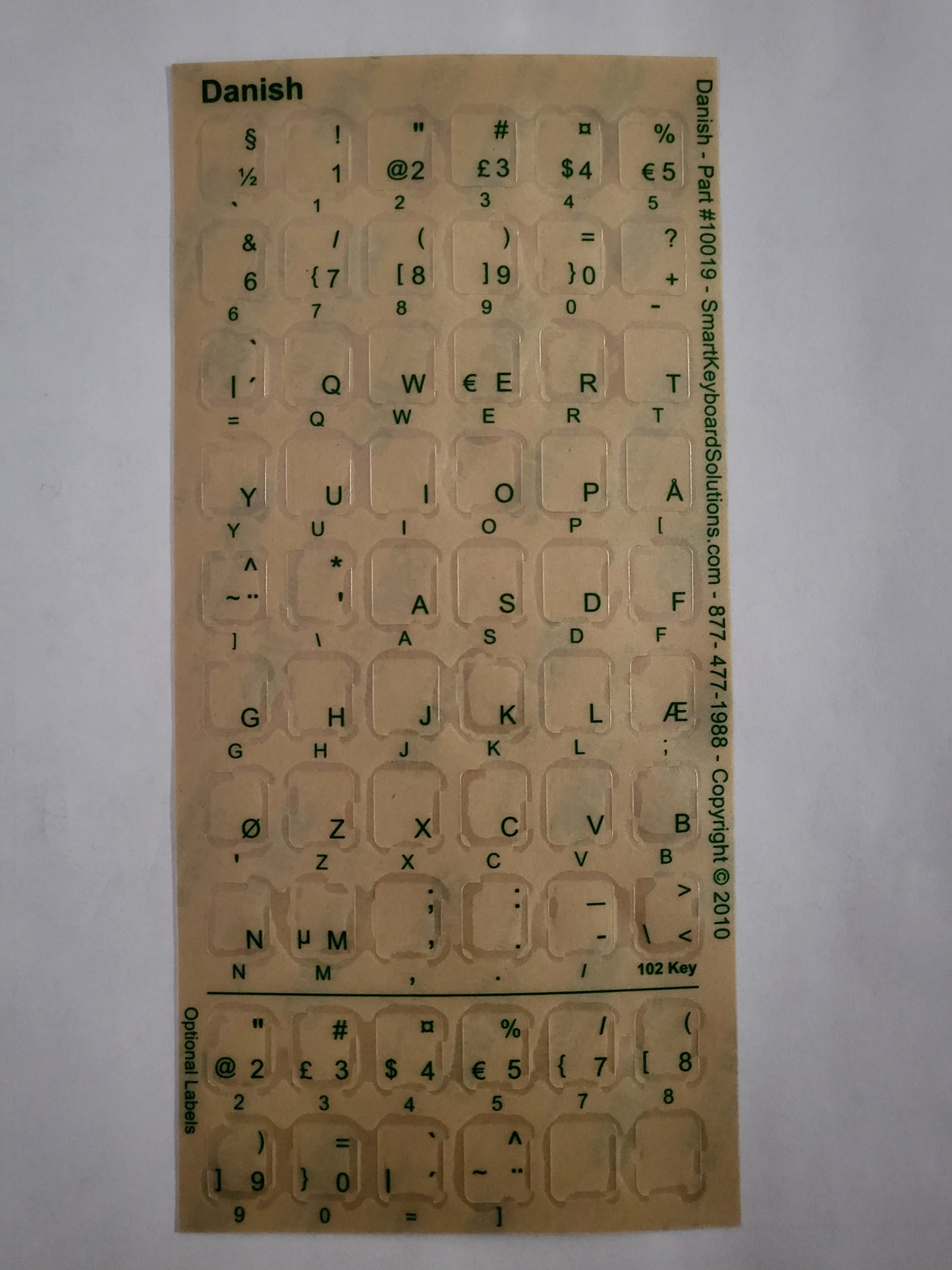 Danish Keyboard Labels