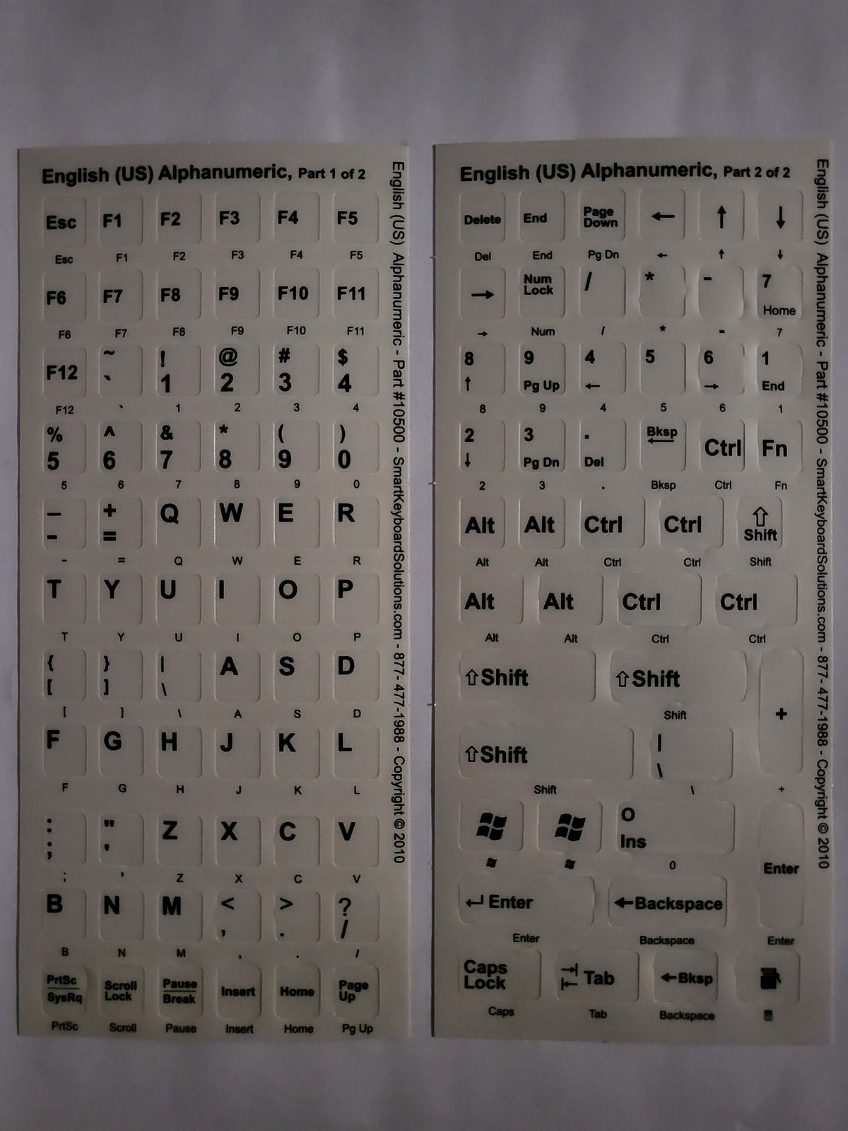 Black keyboard label sheet with English (US) letters and symbols, part 2