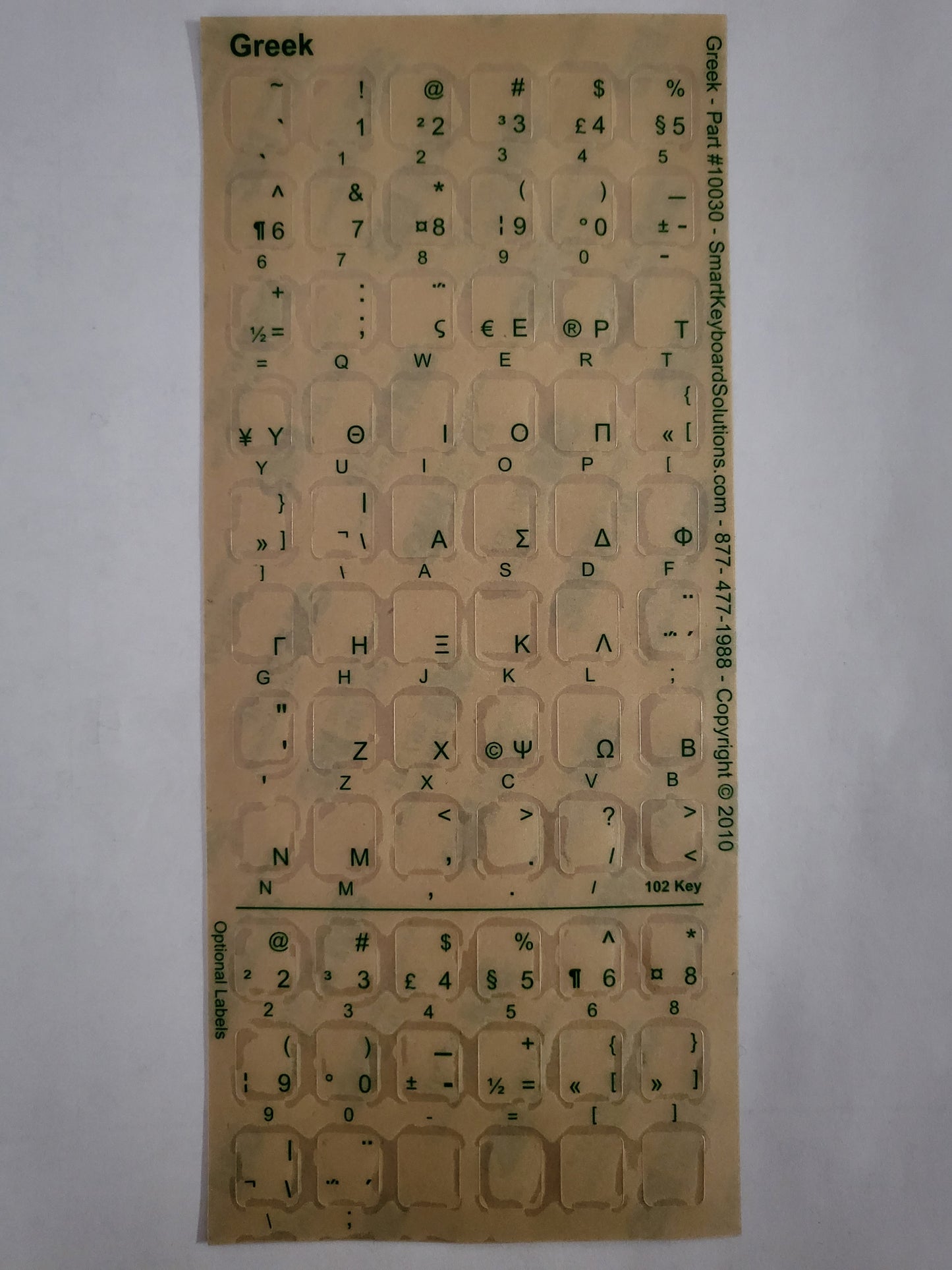 Greek Keyboard Labels