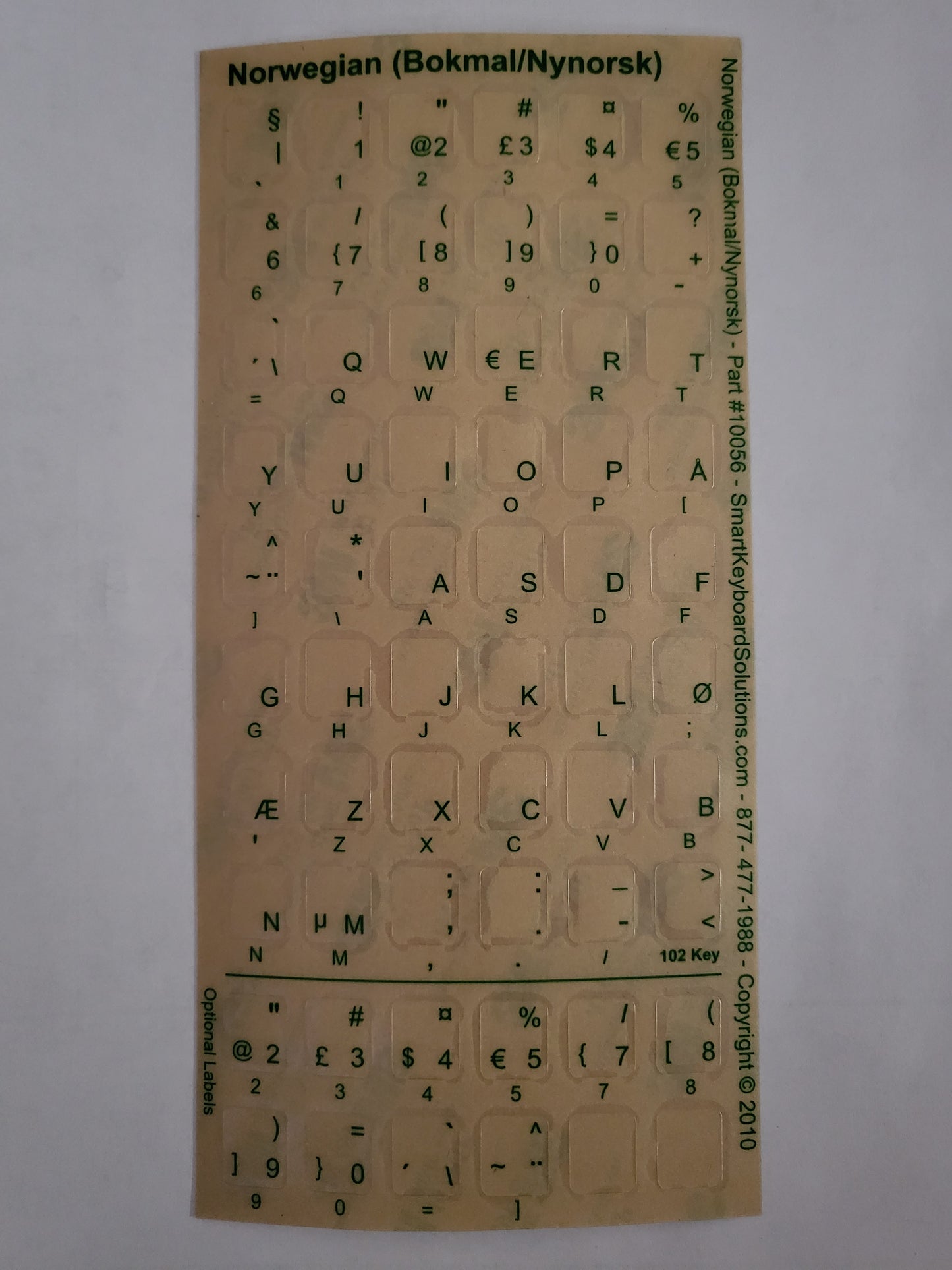 Norwegian Keyboard Labels