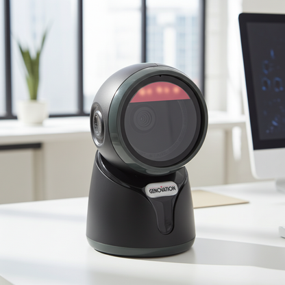 Genovation USB scanner with rotating round scan head on black base
