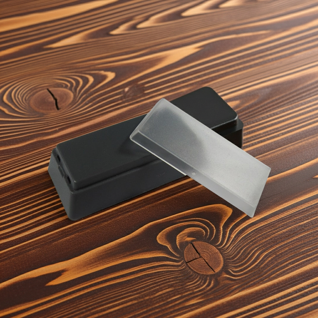 Genovation 2X relegendable keycap, black base with translucent gray top